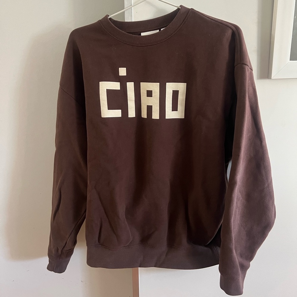 Clare V. Oversized Chocolate Ciao Sweatshirt